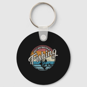Vintage Easily Distracted By Fishing Key Ring