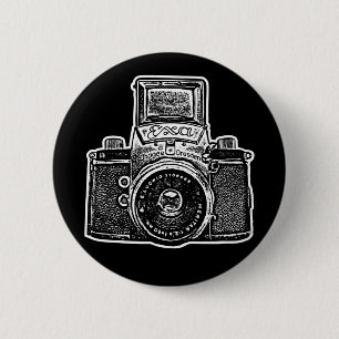 Vintage East German Camera II - Black 6 Cm Round Badge