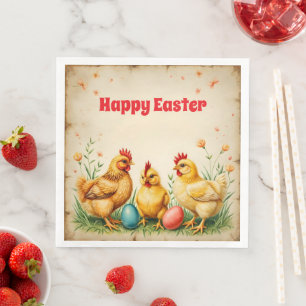 Vintage Easter 3 Little Chicken Holiday Collection Napkin