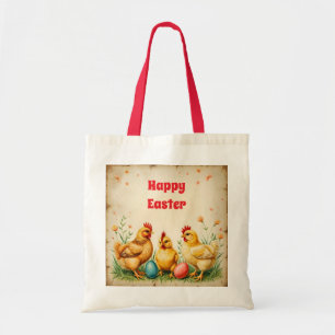 Vintage Easter 3 Little Chicken Holiday Collection Tote Bag