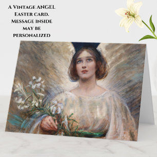 Vintage Easter Angel and White Lilies Card