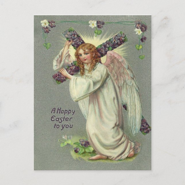 Vintage Easter Angel Holiday Postcard (Front)