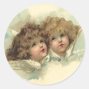 Vintage Easter, Angelic Angels Clouds in Heaven Classic Round Sticker
