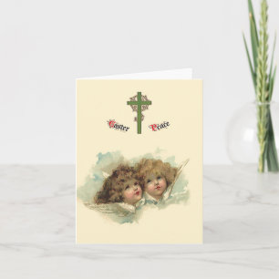 Vintage Easter, Angelic Angels Clouds in Heaven Holiday Card