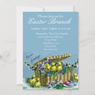 Vintage Easter Basket Family Brunch Invitation