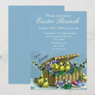 Vintage Easter Basket Family Brunch  Invitation