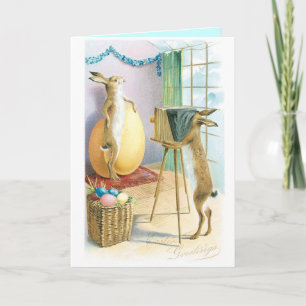 Vintage Easter Blessings Card - Bunnies