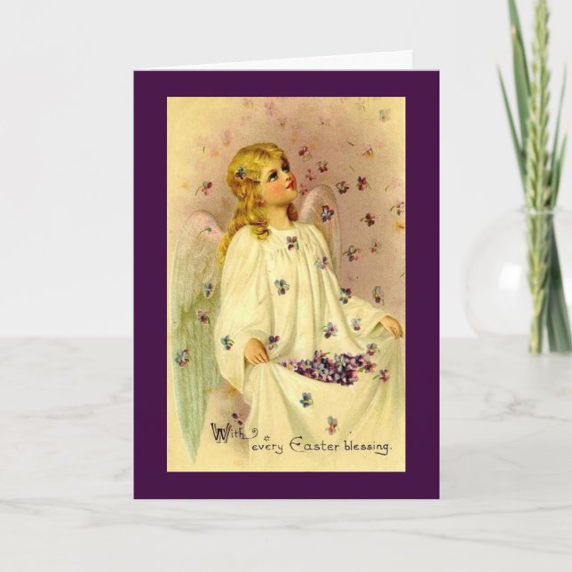Vintage Easter Blessings Holiday Card (Front)
