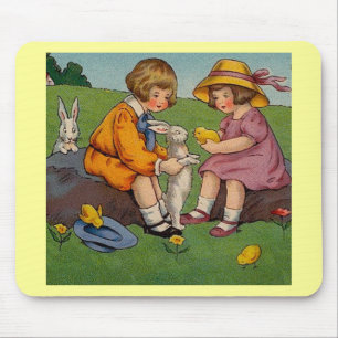 Vintage Easter Boy and Girl Mouse Mat