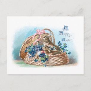 Vintage Easter Bunnies and Forget-Me-Nots Postcard