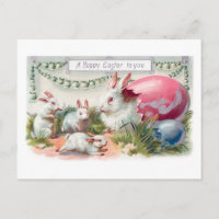 Vintage Easter Bunnies, Eggs & Flowers