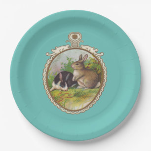 Vintage Easter Bunnies Paper Plate