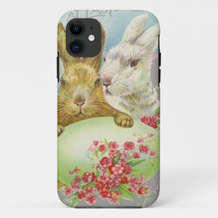 Vintage Easter Bunnies With Easter Egg Easter Card iPhone 11 Case