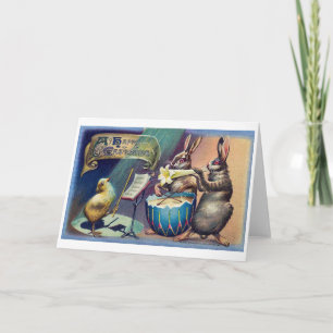 Vintage Easter Bunny and Chick Card
