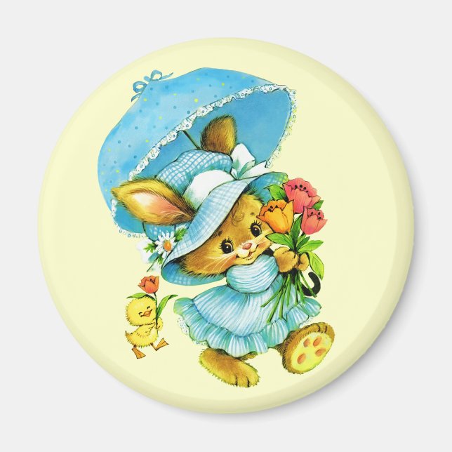 Vintage Easter Bunny and Chick. Gift Magnets (Front)