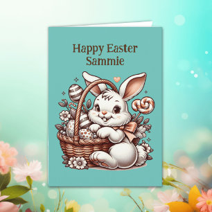 Vintage Easter Bunny and Colouring Page Card