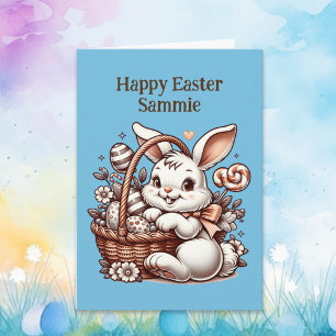 Vintage Easter Bunny and Colouring Page Card