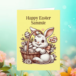 Vintage Easter Bunny and Colouring Page Card