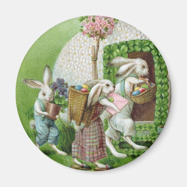 Vintage Easter Bunny and Easter Eggs Garden Magnet (Front)