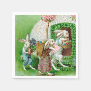 Vintage Easter Bunny and Easter Eggs Garden Napkin
