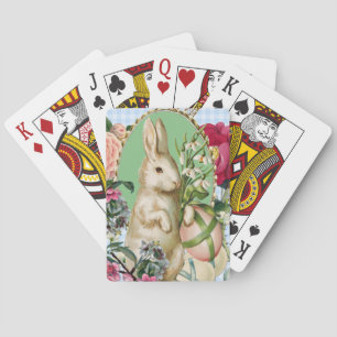 Vintage Easter Bunny and Eggs Collage Playing Cards