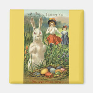 Vintage Easter Bunny and Eggs, Happy Eastertide Magnet