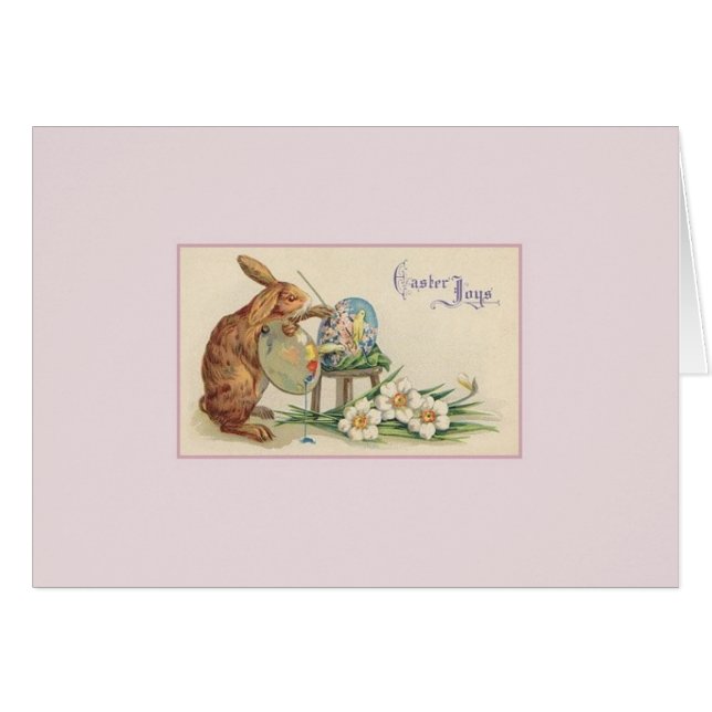 Vintage Easter Bunny Artist Easter Card (Front Horizontal)