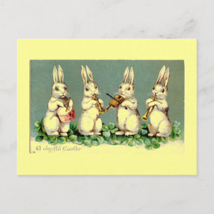 Vintage Easter Bunny Band Postcard