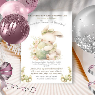 Vintage Easter Bunny Birthday  Invitation