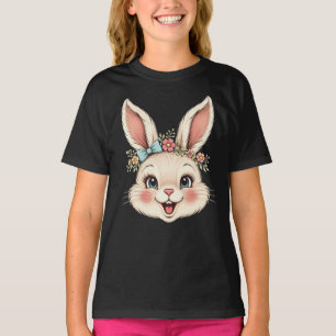 Vintage Easter Bunny Coquette Bow Flower Women T-Shirt