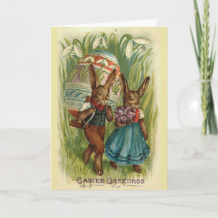 Vintage Easter Bunny Couple, Holiday Card