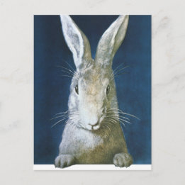 Vintage Easter Bunny, Cute Furry White Rabbit Holiday Postcard