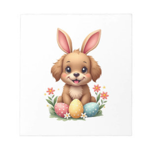Vintage Easter Bunny Dog Cute Puppy Illustration w Notepad