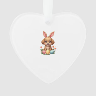 Vintage Easter Bunny Dog Cute Puppy Illustration w Ornament