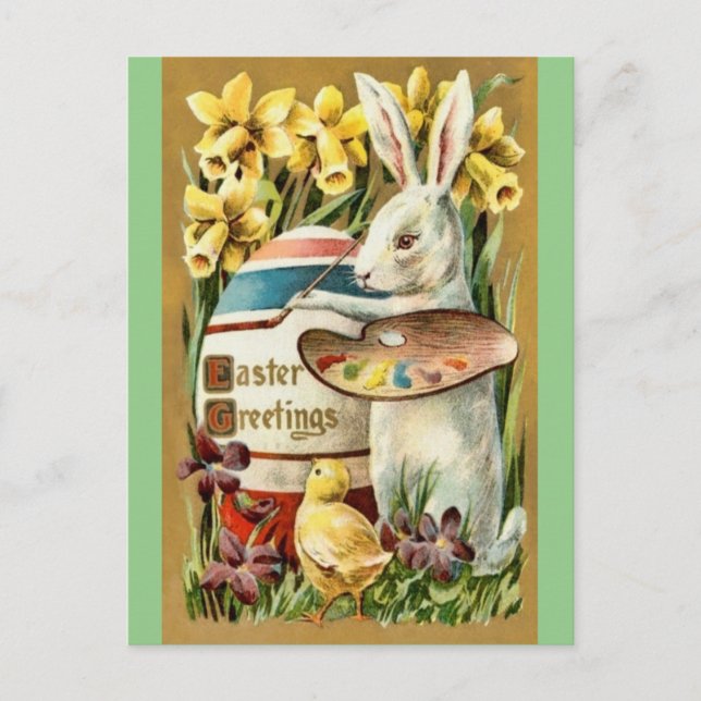Vintage Easter Bunny Egg Artist Postcard (Front)