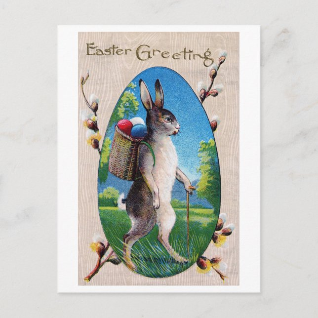 Vintage Easter Bunny Egg Postcard (Front)