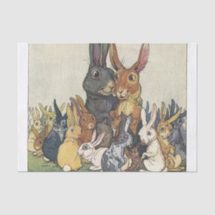 Vintage Easter bunny family Tissue Paper