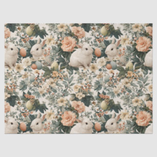 Vintage Easter Bunny Floral (11) Tissue Paper