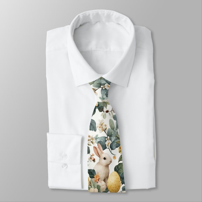 Vintage Easter Bunny Floral (2)  Tie (Tied)