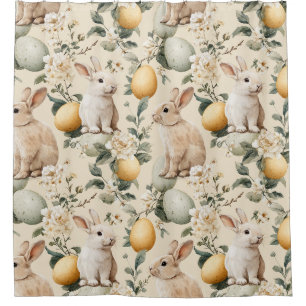 Vintage Easter Bunny Floral (5) Shower Curtain