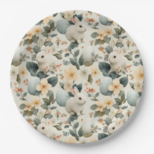 Vintage Easter Bunny Floral (6) Paper Plate