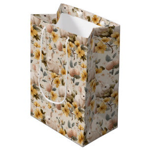 Vintage Easter Bunny Floral (8) Medium Gift Bag