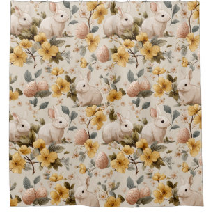 Vintage Easter Bunny Floral (8) Shower Curtain