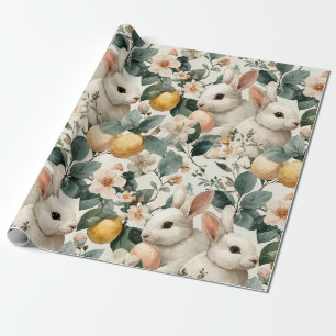 Vintage Easter Bunny Floral (9) Wrapping Paper