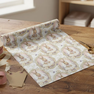 Vintage Easter Bunny Floral Elegant  Wrapping Paper