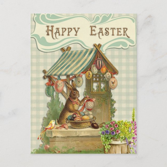 Vintage Easter Bunny Holiday Card (Front)