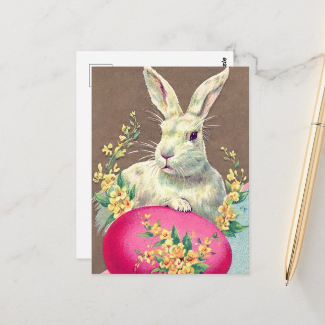 vintage Easter bunny Holiday Postcard (Front/Back In Situ)