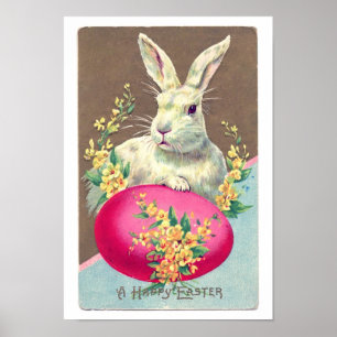 Vintage Easter Bunny Illustration Poster