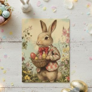 Vintage Easter Bunny In Jacket Postcard