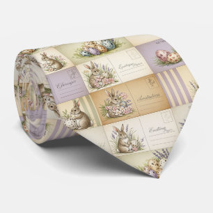 Vintage Easter Bunny Postcard Collage Tie